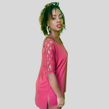 Load image into Gallery viewer, Lattice Sleeve Top - Brick Red