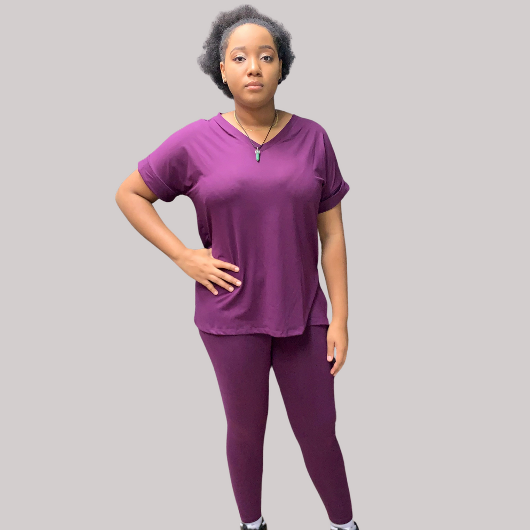 V-Neck Chill Set - Plum