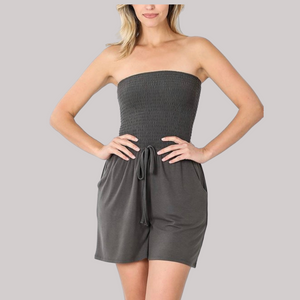 Short Tube Top Romper - Ash Grey