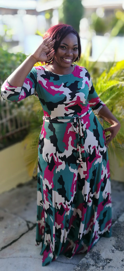 Graphic Camo Print Plus Dress