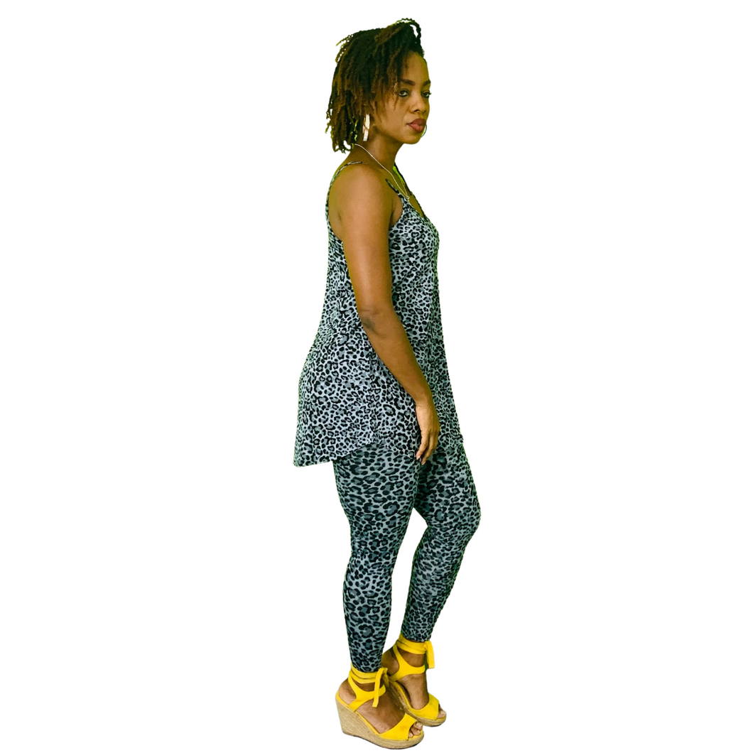 Gray Cheetah Print Matching Set