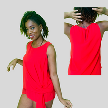 Load image into Gallery viewer, Red Tie Front Top